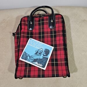 NWT Vintage 70's Aladdin Red Plaid Thermo Lunch Box Picnic Bag!